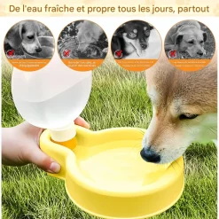 DOWNYPAWS - Bouteille d'eau pour chien pliable-grande bouteille jaune