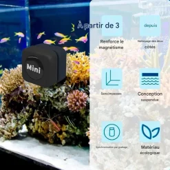 DOWNYPAWS - Brosse de nettoyage-brosse magnétique pour aquarium-3*3*2.7cm-bleu