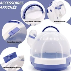 DOWNYPAWS - Cage de transport - plastique avec bouteille d'eau pour petits animaux