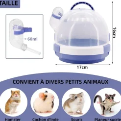 DOWNYPAWS - Cage de transport - plastique avec bouteille d'eau pour petits animaux