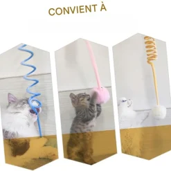 DOWNYPAWS - Canne à pêche-suspension à ressort-pack de 3 rose + jaune + bleu
