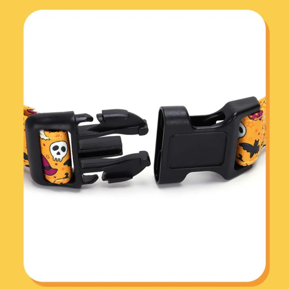 DOWNYPAWS - Collier pour chien d'halloween avec motifs de citrouille, fantôme et chauve - souris taille m : 2,0*50cm jaune