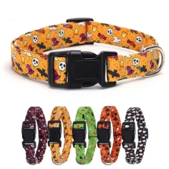 DOWNYPAWS - Collier pour chien d'halloween avec motifs de citrouille, fantôme et chauve - souris taille m : 2,0*50cm jaune