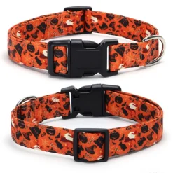 DOWNYPAWS - Collier pour chien d'halloween avec motifs de citrouille, fantôme et chauve - souris taille m : 2,0*50cm couleur orange