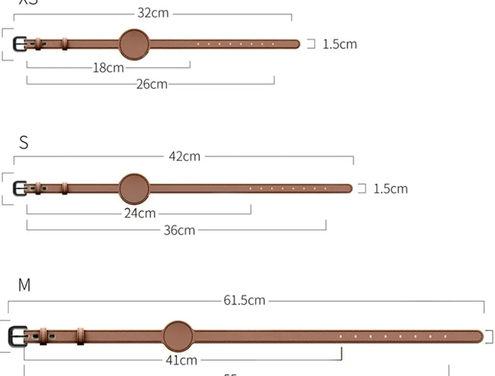 DOWNYPAWS - Collier traqueur gps pour chats et chiens - en cuir synthétique marron s