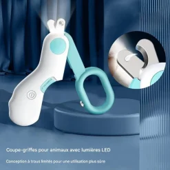 DOWNYPAWS - Coupe griffes professionnel pour chats et chiens, avec trou de coupe circulaire de 2mm et lumière led