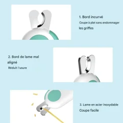 DOWNYPAWS - Coupe griffes professionnel pour chats et chiens, avec trou de coupe circulaire de 2mm et lumière led