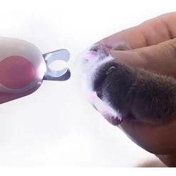 DOWNYPAWS - Coupe griffes professionnel pour chats et chiens, avec trou de coupe circulaire de 2mm et lumière led