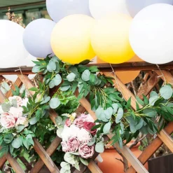 DOWNYPAWS - Couronne d'eucalyptus artificielle en rotin 2 mètres 2 pièces