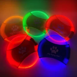 DOWNYPAWS - Discovolant lumineux rechargeable avec led pour chien feu jaune