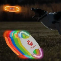 DOWNYPAWS - Discovolant lumineux rechargeable avec led pour chien feu vert