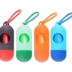 DOWNYPAWS - Distributeur de sacs poubelle pour chiens-4 pièces : gris et rouge + bleu clair et bleu foncé + vert clair et vert foncé + orange