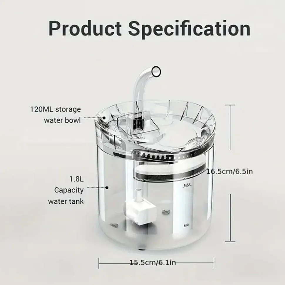 DOWNYPAWS - Distributeur D'eau De 60,87 Oz Avec Robinet Pour Chat