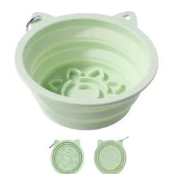 DOWNYPAWS - 2en1 bol anti - glouton pour chien - 650ml - bol de voyage à alimentation lente pour une alimentation saine - pliable