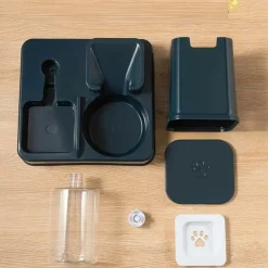 DOWNYPAWS - Ensemble Distributeur De Nourriture Et Fontaine à Eau 2 En 1 Pour Animaux De Compagnie