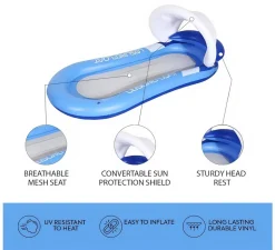 DOWNYPAWS - Fauteuil inclinable gonflable pliable pour l'eau: anneau de natation flottant créatif, jouet aquatique et lit flottant