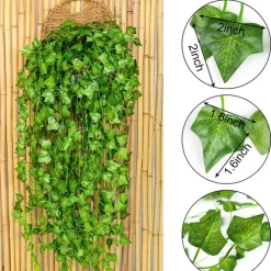 DOWNYPAWS - Feuille de lierre artificielle, 2 m, vert frais