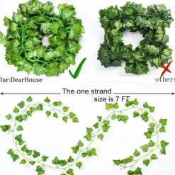 DOWNYPAWS - Feuille de lierre artificielle, 2 m, vert frais