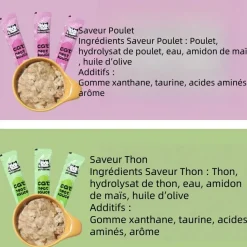 DOWNYPAWS - Friandises pour chats,saveur de thon 20 paquets*14g, riches en oméga 3 et 6, avec taurine et vitamine e