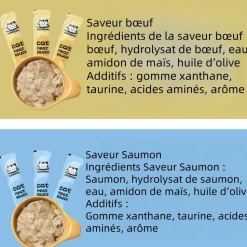 DOWNYPAWS - Friandises pour chats, saveur de saumon 20 paquets*14g, riches en oméga 3 et 6, avec taurine et vitamine e