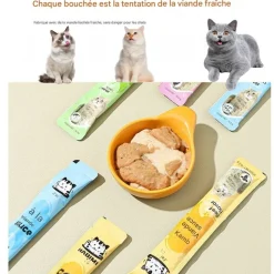 DOWNYPAWS - Friandises pour chats,saveur de bœuf 20 paquets*14g, riches en oméga 3 et 6, avec taurine et vitamine e