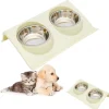 DOWNYPAWS - Gamelle double incliné pour animaux 37.5*25*7.5cm-vert clair gamelle pour chat