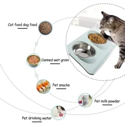 DOWNYPAWS - Gamelle double incliné pour animaux 37.5*25*7.5cm-vert clair gamelle pour chat