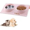 DOWNYPAWS - Gamelle double incliné pour animaux 37.5*25*7.5cm-rose gamelle pour chat