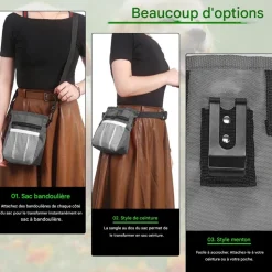 DOWNYPAWS - Gamelle pliable pour chat-sac de dressage pour animaux de compagnie - gris