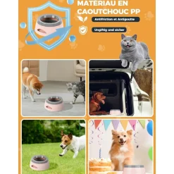 DOWNYPAWS - Gamelle pour chien-gamelle d'eau anti-débordement-en voiture-rose-15.3x18.9x8cm