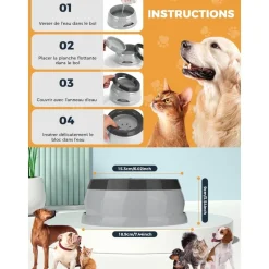 DOWNYPAWS - Gamelle pour chien-gamelle d'eau anti-débordement-en voiture-gris-15.3x18.9x8cm