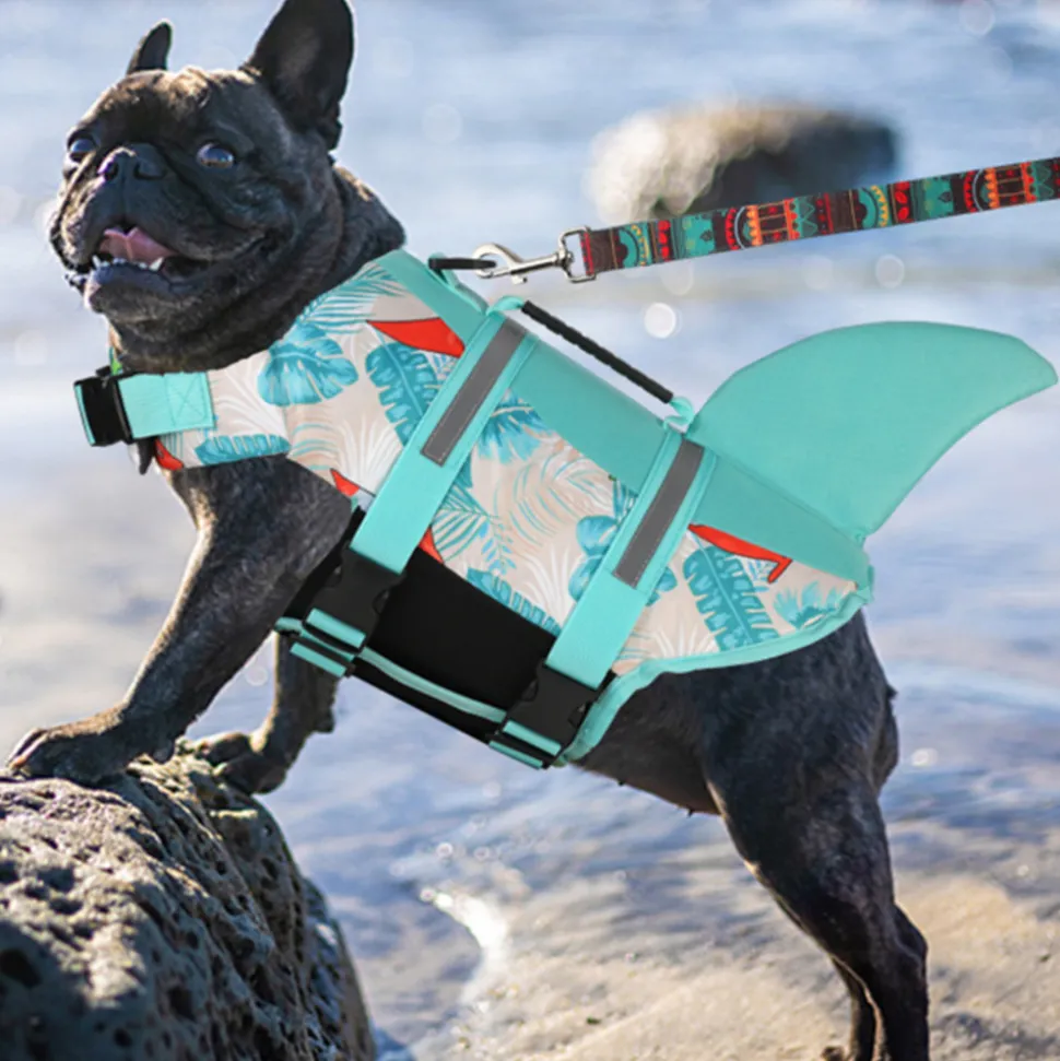 DOWNYPAWS - Gilet de sauvetage réglable pour chien avec flotteur au menton et poignée de sauvetage