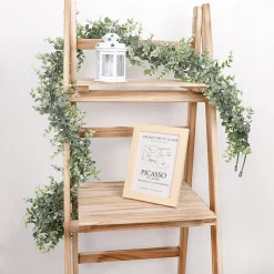 DOWNYPAWS - Guirlande de lierre artificiel d'eucalyptus blanc vert, 3 pièces, 1,8 m