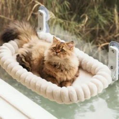 DOWNYPAWS - Hamac chat fenêtre 52*30cm peluche-peut supporter des animaux pesant 20 kg-blanc