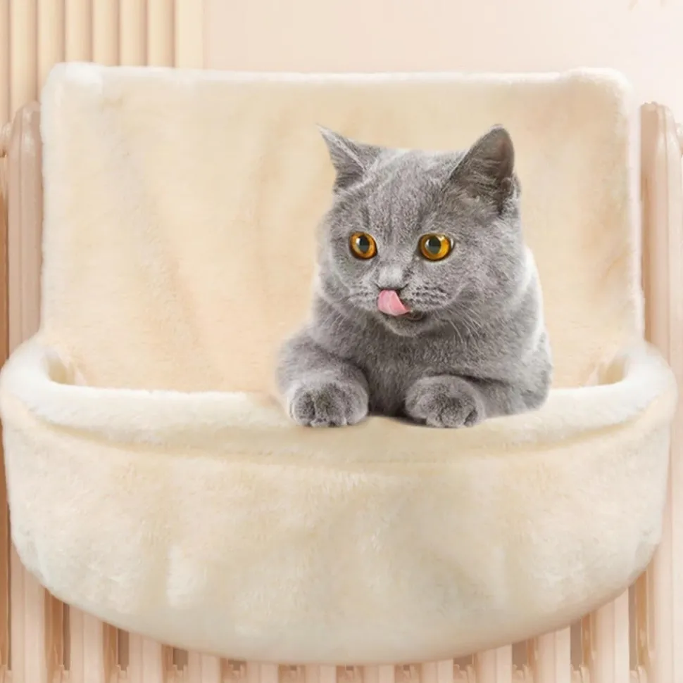 DOWNYPAWS - Hamac pour chat lit suspendu rond-blanc