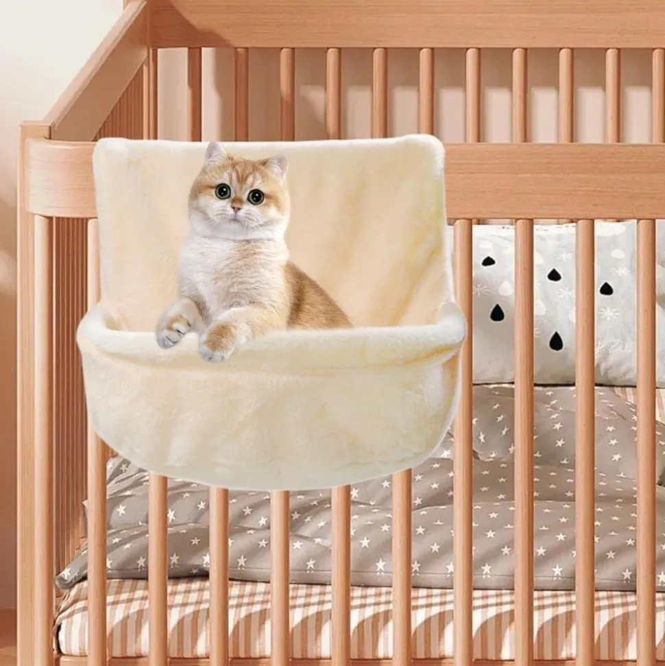 DOWNYPAWS - Hamac pour chat lit suspendu rond-blanc