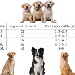 DOWNYPAWS - Imperméable pour chien- avec sac de rangement-taille m : longueur du dos : 32 cm