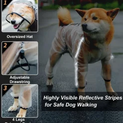 DOWNYPAWS - Imperméable pour chien avec capuche transparente-imperméable pour chien à quatre pattes - noir