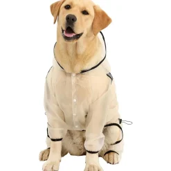 DOWNYPAWS - Imperméable pour chien avec capuche transparente-imperméable pour chien à quatre pattes - noir