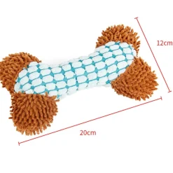 DOWNYPAWS - Jouet en peluche pour chiens en forme d'os-jouet à mâcher marron