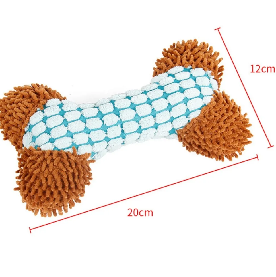 DOWNYPAWS - Jouet en peluche pour chiens en forme d'os-jouet à mâcher marron