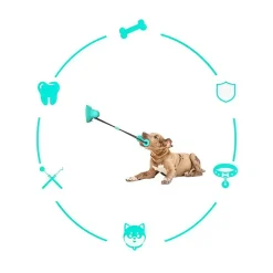 DOWNYPAWS - Jouet interactif à mâcher pour chien: balle de broyage des dents avec ventouse, nettoyage des dents