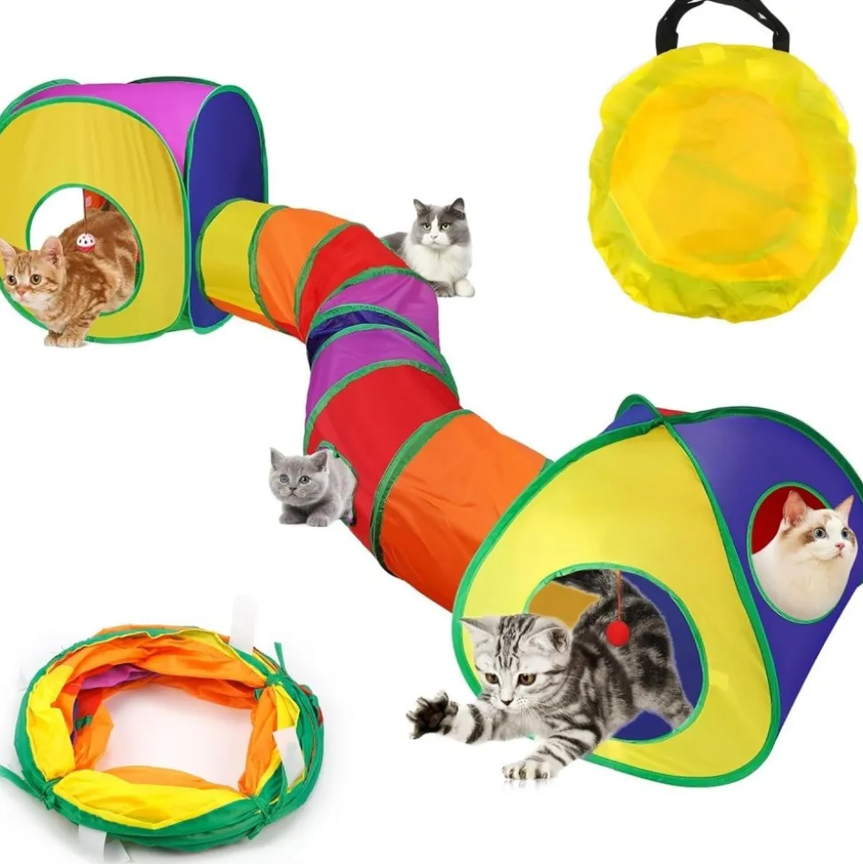 DOWNYPAWS - Jouet tunnel tente pour chatpliable