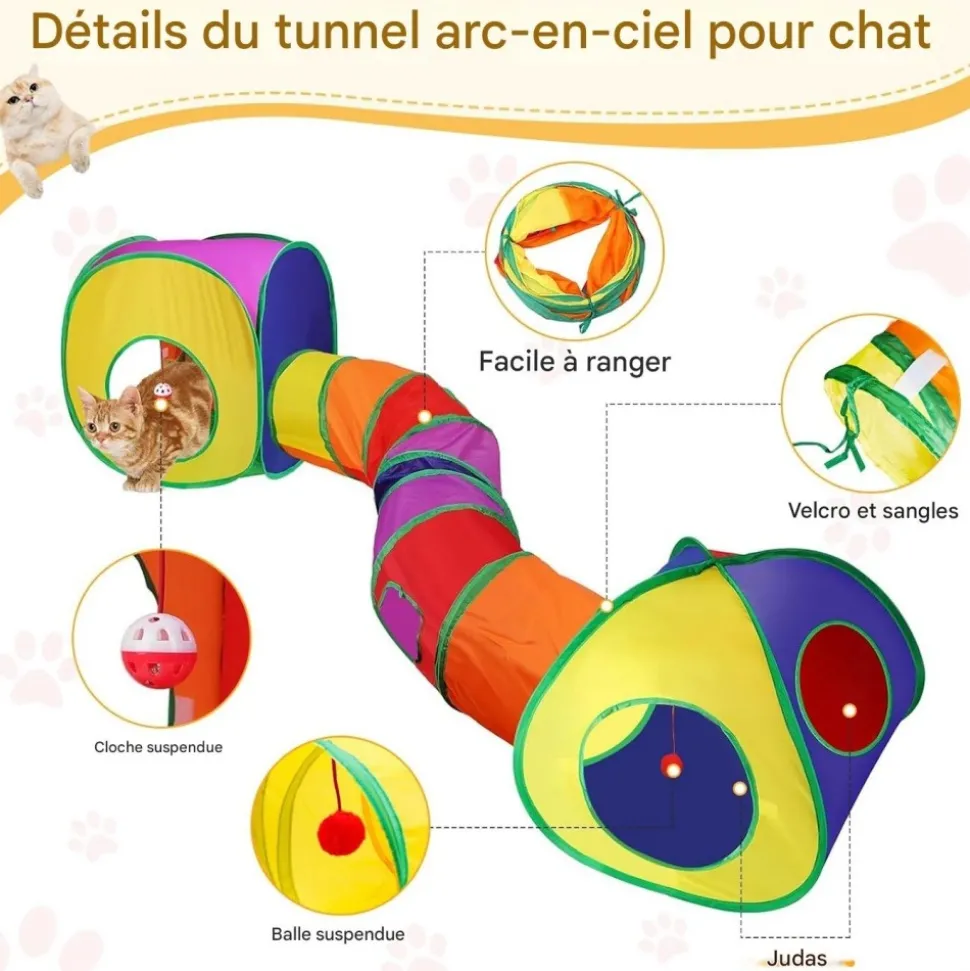 DOWNYPAWS - Jouet tunnel tente pour chatpliable