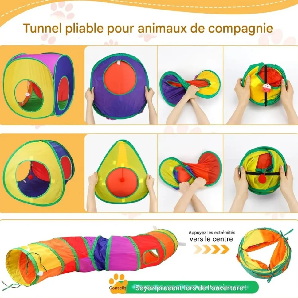 DOWNYPAWS - Jouet tunnel tente pour chatpliable