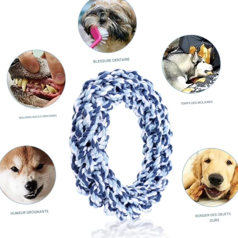 DOWNYPAWS - Jouets à mâcher pour chiens-jouet dentaire avec corde pour chien