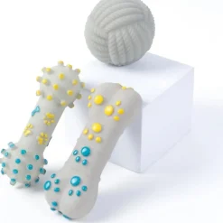 DOWNYPAWS - Jouets à mâcher pour chiens 3 articles-anneau d'épines, haltère + os + boule de tonnerre