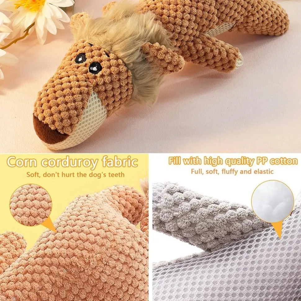 DOWNYPAWS - Jouets à mâcher pour chiens-jouet à couinement pour chiens forme de lion-32*11cm
