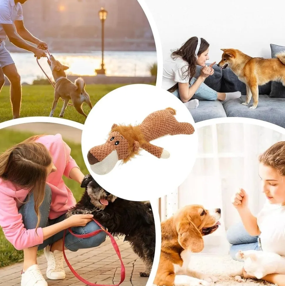 DOWNYPAWS - Jouets à mâcher pour chiens-jouet à couinement pour chiens forme de lion-32*11cm