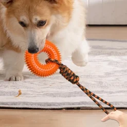 DOWNYPAWS - Jouets à mâcher pour chien jouet couineur avec corde pour chiot, dentition, soulagement de l'ennui, stimulation mentale
